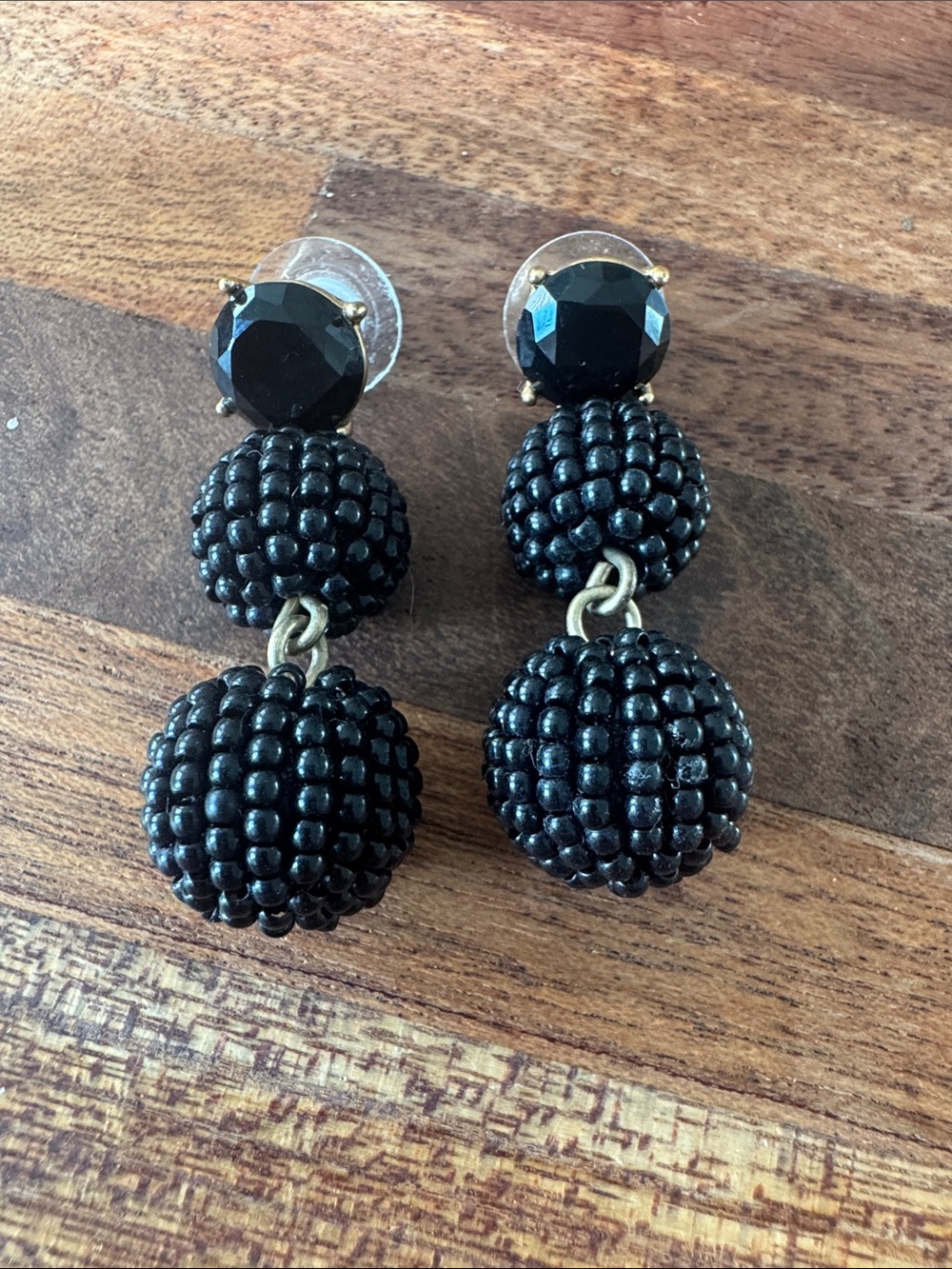 J. Crew Black Beaded Double Drop Earrings